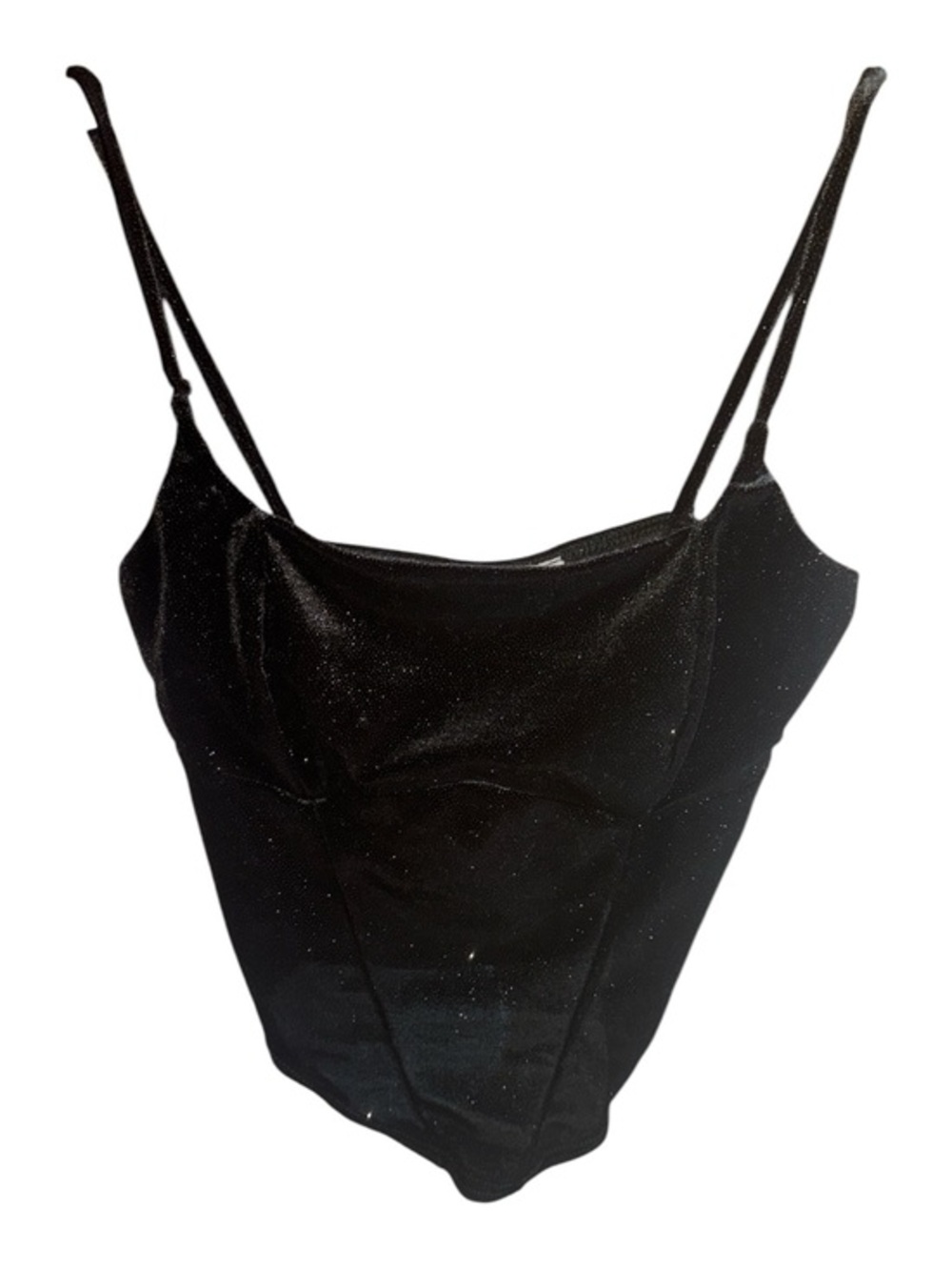 Studio 1011 Black Velvet Sparkle Slip Crop Top Coquette Girl Goth Rave Festival